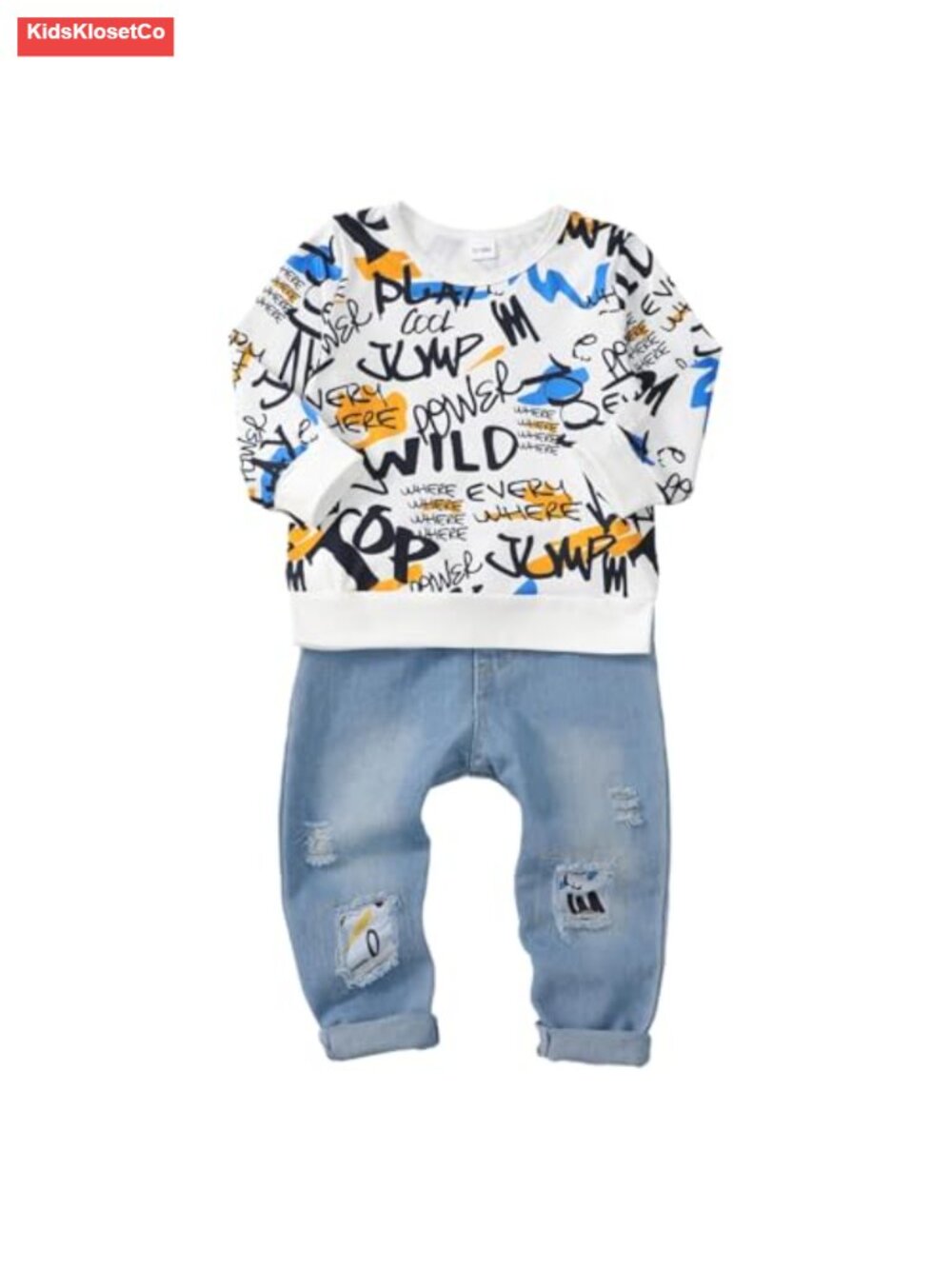 Baby Boy Fall Winter Outfit Set Long Sleeve Letter Sweatshirt Pullover Top &